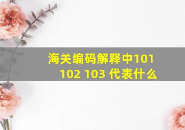 海关编码解释中101 102 103 代表什么